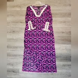 I.N.C. Sheer navy-purple-silver Swimsuit Coverup 1X